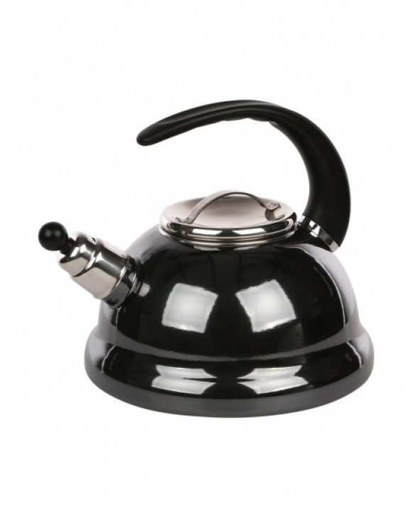 Czajnik z gwizdkiem emaliowany "baryłka" Silesia Rybnik 2,5 l grafit