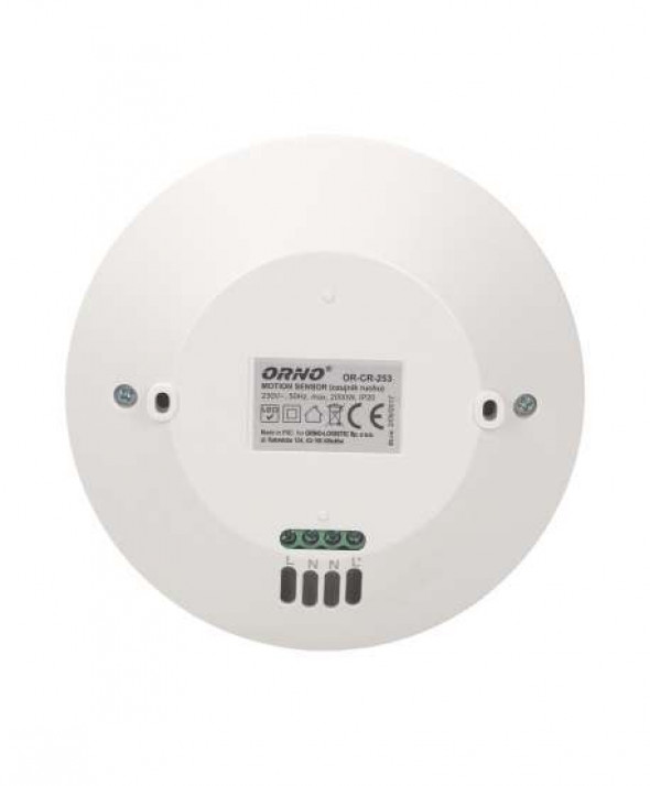 Czujnik ruchu 360 st. IP20, 2000W, 3 sensory, regulacja zasięgu ?3m-20m, biały