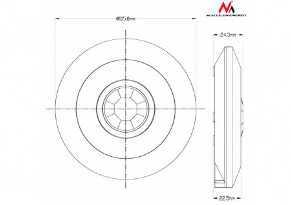 Czujnik ruchu Maclean na podczerwień nowoczesny płaski Energy  zasięg 6m MCE85