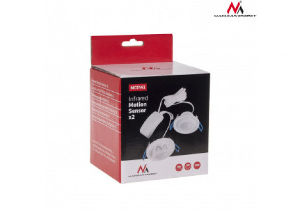 Czujnik ruchu Maclean pir podwójny, do zabudowy zasięg 8m, 1200W/300W MCE143