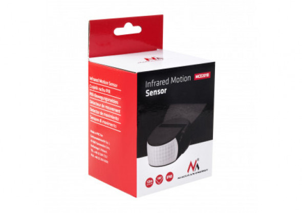 Czujnik ruchu na podczerwień pir nowoczesny Maclean Energy  MCE201Bzasięg 12m czarny IP65