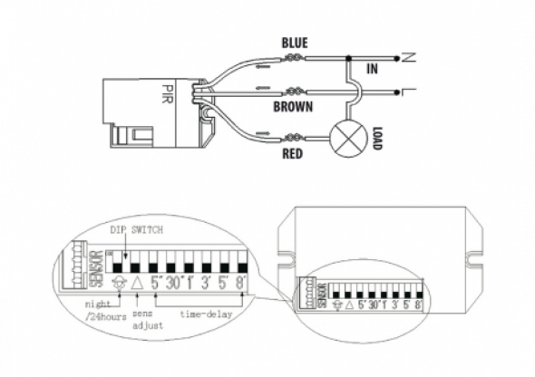 Czujnik ruchu PIR z zewnętrznym sensorem 800W 360st MCE32