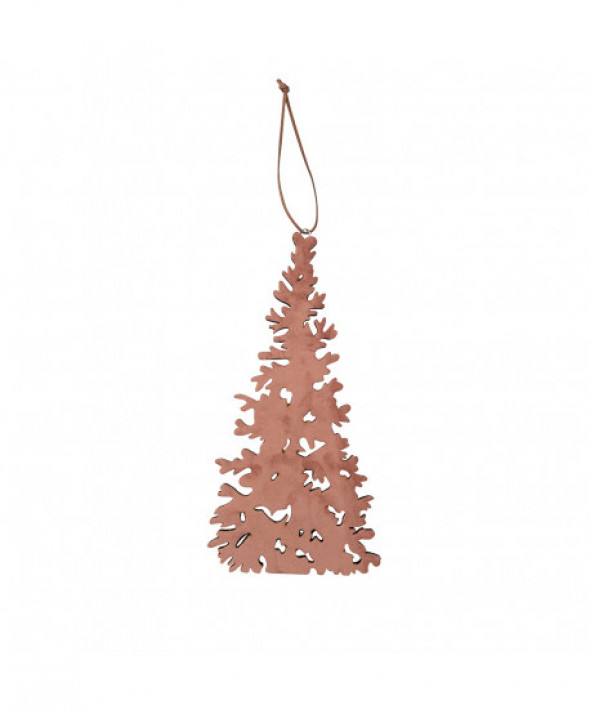 Dekoracja świąteczna drewniana zawieszka choinka różowa 27 x 14 cm