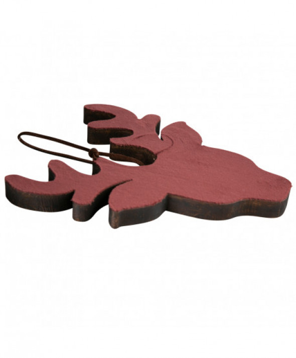 Dekoracja świąteczna / ozdoba choinkowa na Boże Narodzenie drewniana zawieszka Renifer czerwony 19 x 14,5 cm