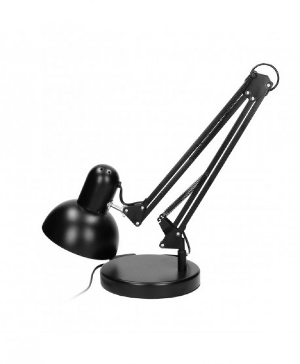 DEON, lampa biurkowa, 60W, E27, wysoka, stal, czarna