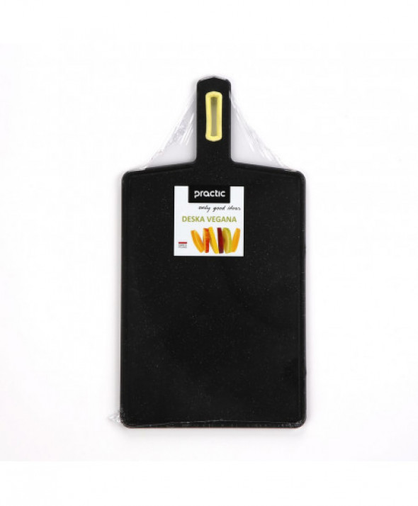 Deska do krojenia kuchenna z rączką Practic Vegana Cosmos czarna 26x18,5 cm
