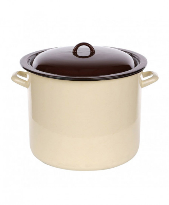 Duży garnek emaliowany Silesia Rybnik kremowy 16,6 l