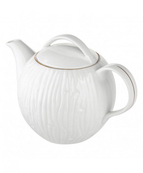 Dzbanek do herbaty i kawy porcelanowy MariaPaula Natura Złota Linia biały 1,3 l