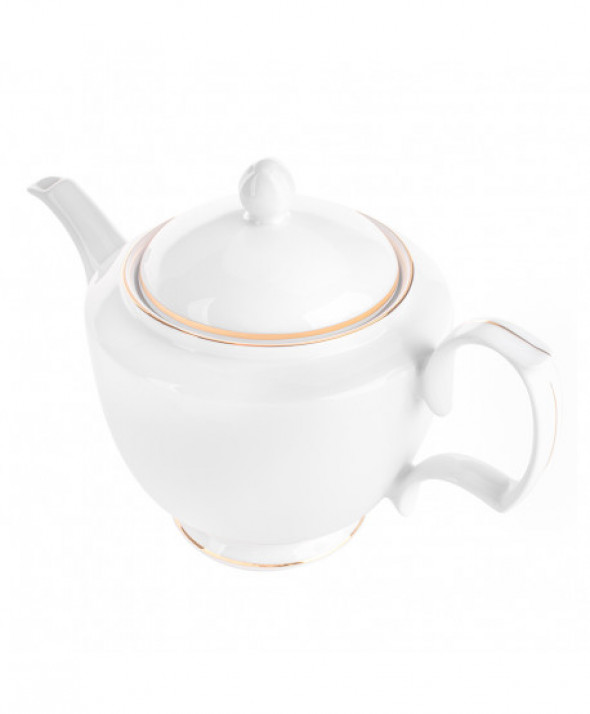 Dzbanek do herbaty i kawy porcelanowy MariaPaula Złota Linia biały 1,2 l
