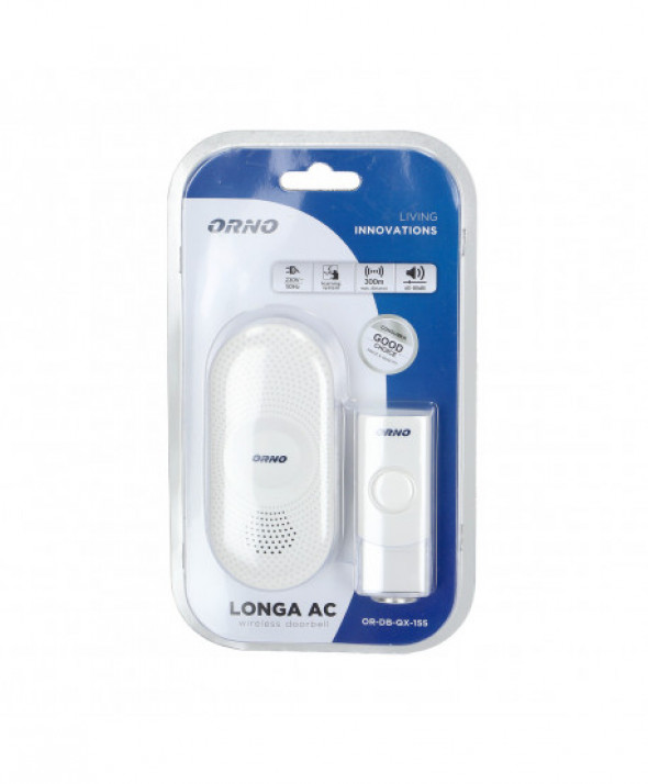 Dzwonek bezprzewodowy Longa AC, sieciowy, learning system, 36 dźwięków, zasięg działania 300m