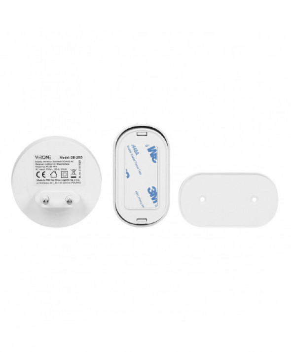 Dzwonek bezprzewodowy  SONUS AC, sieciowy, przycisk bezbateryjny, learning system, 38 dźwięków, 100m