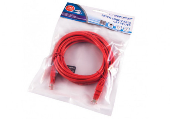 EB275R Kabel UTP CAT 5E patchcord 3m czerwony Esperanza