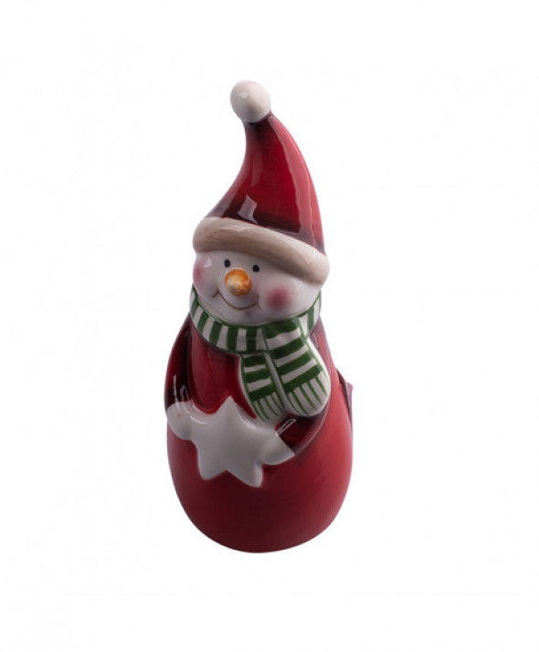 FIGURKA BAŁWANEK CZERWONA Z GWIAZDKĄ 5X4,5X12 CM