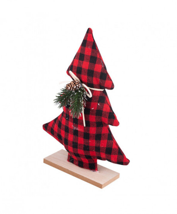 FIGURKA DREWNIANA CHOINKA WYKOŃCZONA TKANINĄ 17X5X24,5 CM