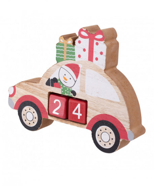 FIGURKA DREWNIANA KALENDARZ ADWENTOWY 18X13X2 CM