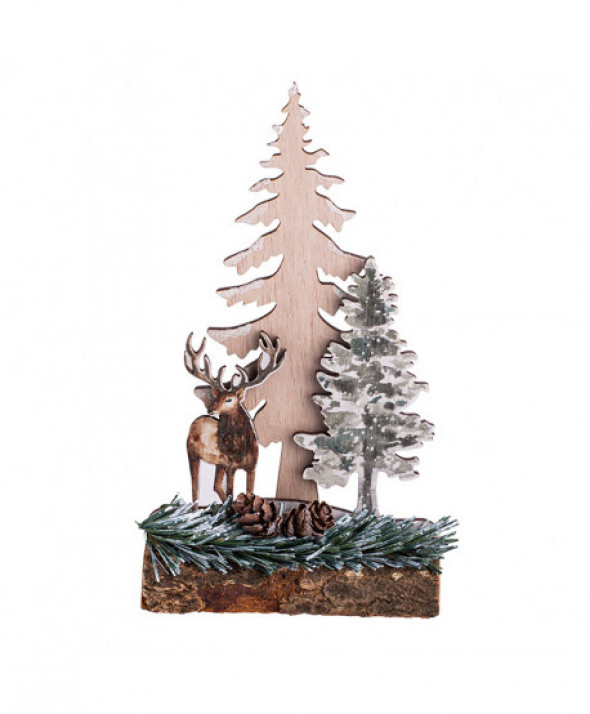 FIGURKA DREWNIANA ŚWIĄTECZNY LAS 11X4,5X18 CM