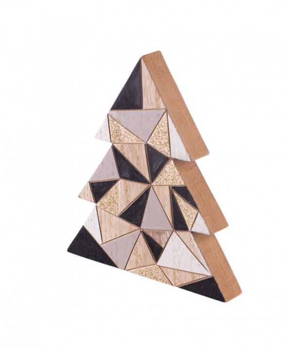 Figurka / ozdoba / dekoracja świąteczna drewniana Choinka 15,5 cm