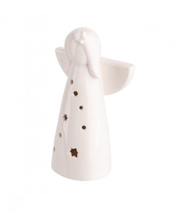 FIGURKA PORCELANOWA ANIOLEK OŚWIETLENIE LED  9,5X5,5X16 CM