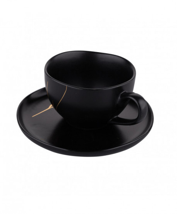 Filiżanka do kawy porcelanowa ze spodkiem Magnific 200 ml czarna