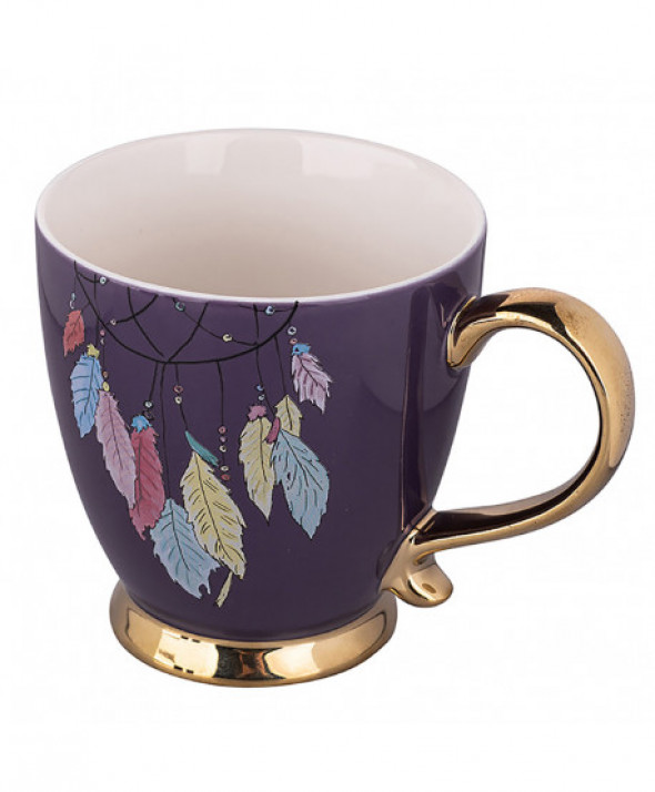 Filiżanka porcelanowa Exotic fioletowa Pióra 400 ml