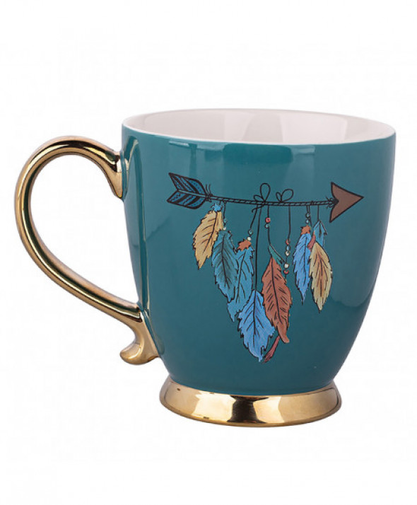 Filiżanka porcelanowa Exotic niebieska Pióra 400 ml