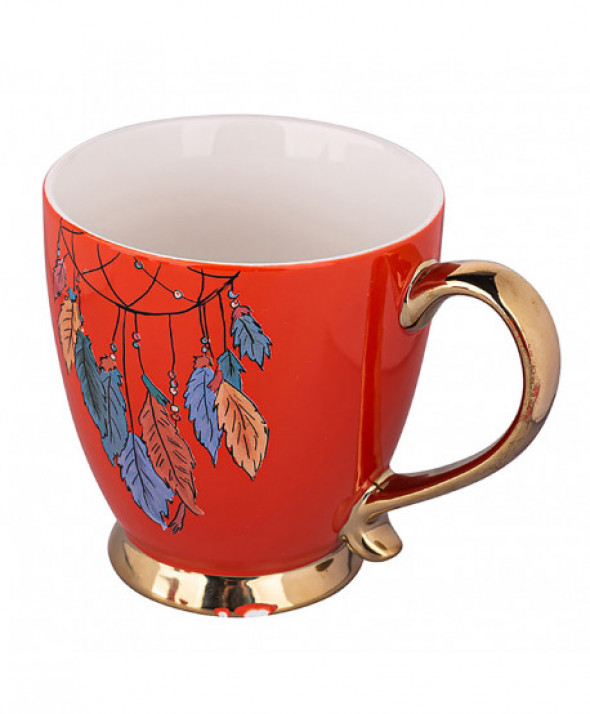 Filiżanka porcelanowa Exotic pomarańczowa Pióra 400 ml