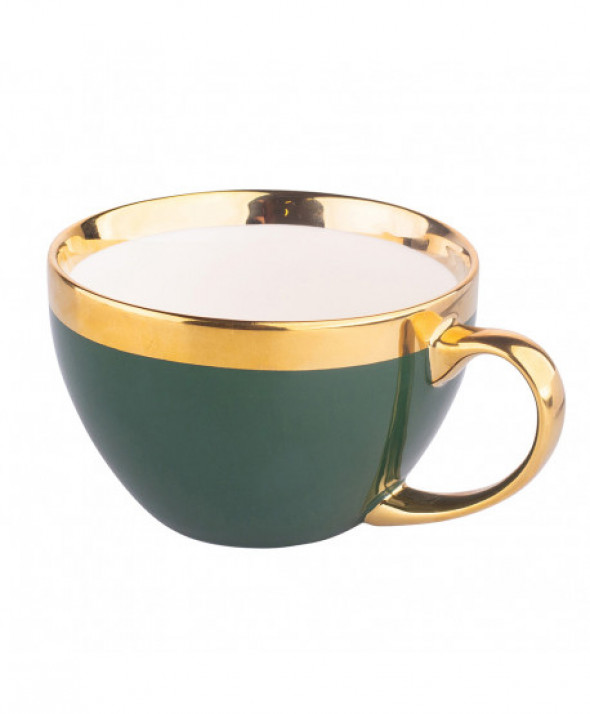 Filiżanka porcelanowa Jumbo Aurora Gold Zielona 400 ml