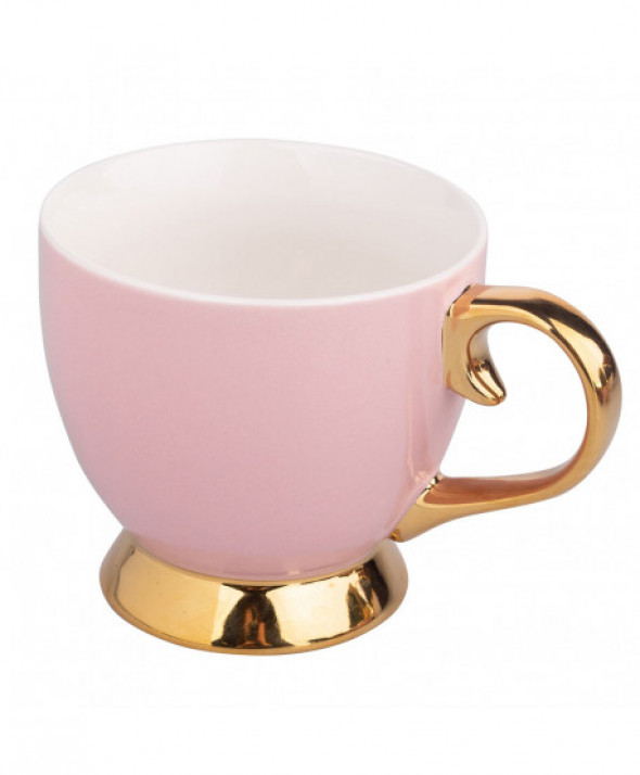 Filiżanka  porcelanowa Jumbo na stopce Aurora Gold Pudrowy Róż 400 ml