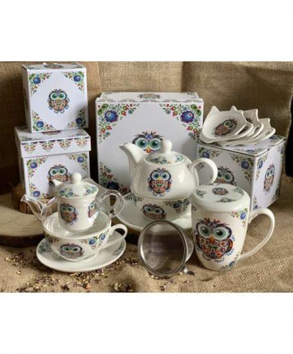 Filiżanka z dzbankiem i spodkiem / Tea for One SOWA ETNO