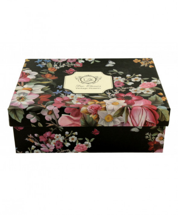 Filiżanki espresso ze spodkami 110 ml komplet 2 szt. VINTAGE FLOWERS BLACK