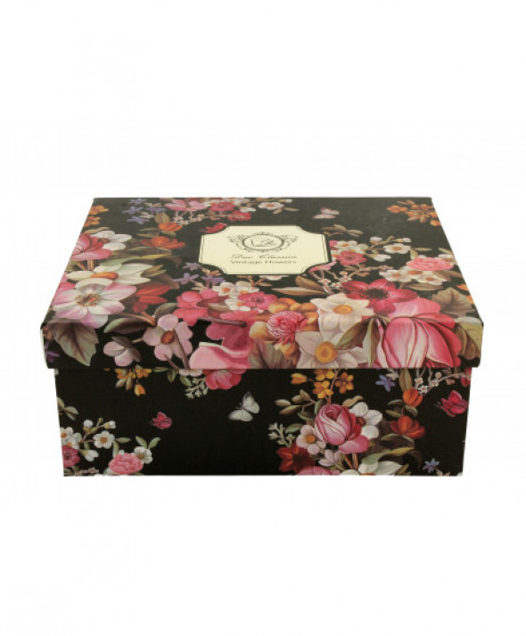 Filiżanki ze spodkami 280 ml komplet 2 szt VINTAGE FLOWERS BLACK