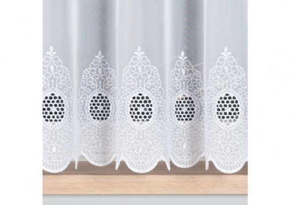 Firanka biała haftowana po całości 029769 wys. 160 cm.