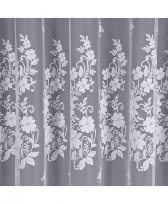 Firanka biała żakardowa odpasowana 130x320cm Ludwika 023092