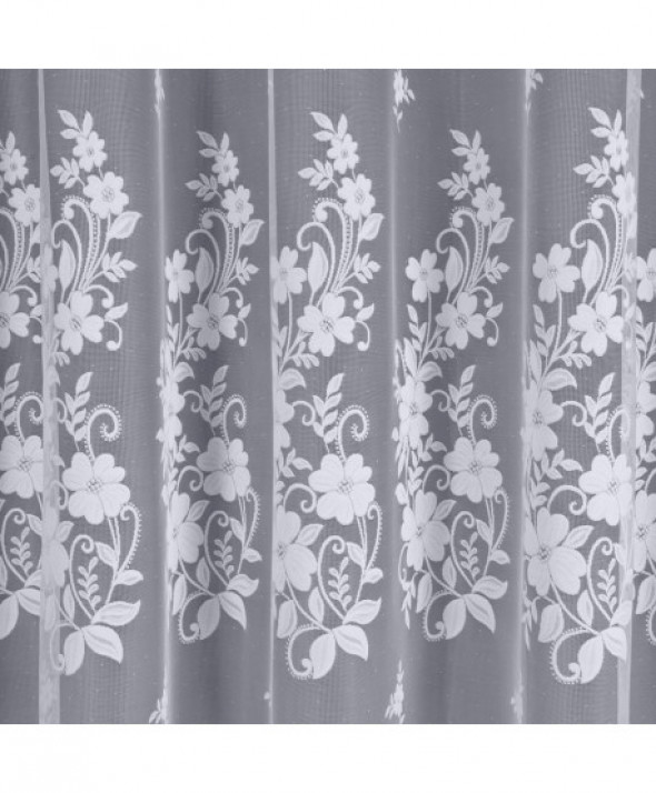 Firanka biała żakardowa odpasowana 150x320cm Ludwika 023092