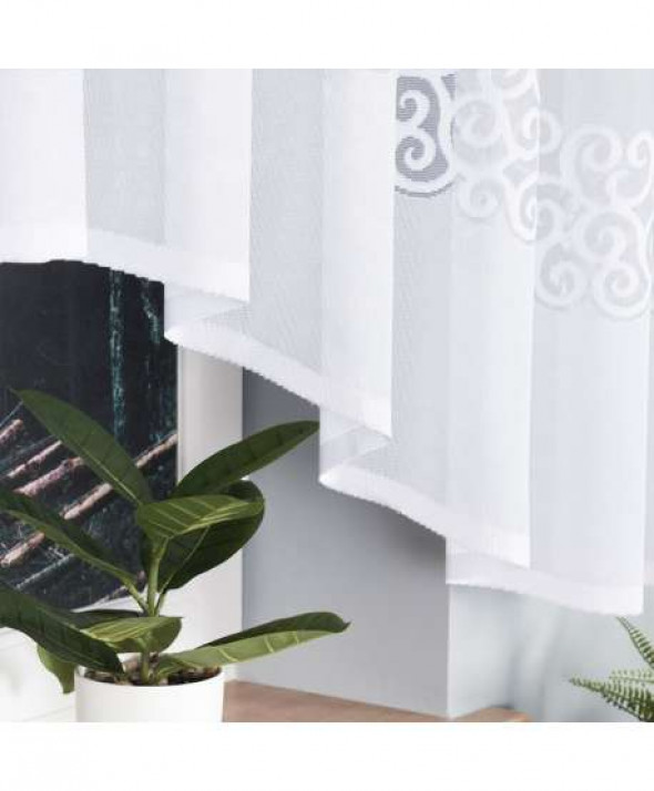 Firanka biała żakardowa odpasowana 155x350 017788