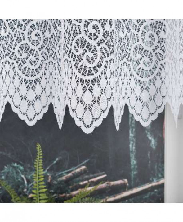 Firanka biała żakardowa pasowa 001539 wys. 120 cm.