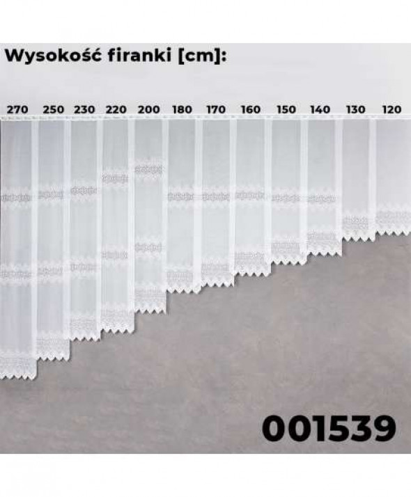 Firanka biała żakardowa pasowa 001539 wys. 180 cm.