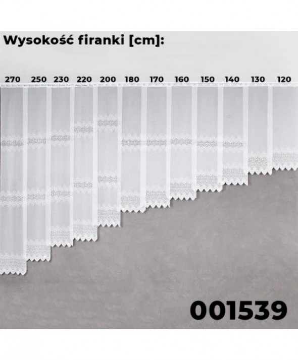 Firanka biała żakardowa pasowa 001539/ wys. 250 cm.