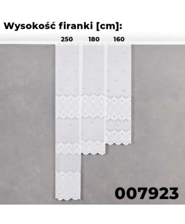 Firanka biała żakardowa pasowa 007923 wys. 250 cm.