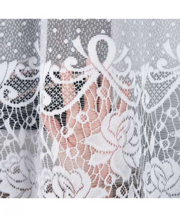 Firanka biała żakardowa pasowa 017480 wys. 180 cm.