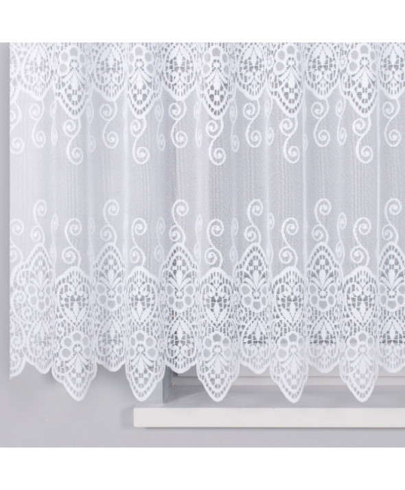 Firanka biała żakardowa pasowa 018495 wys. 160 cm.