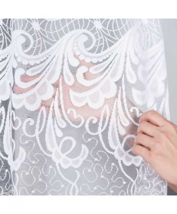 Firanka biała żakardowa pasowa 049312 wys. 150 cm.