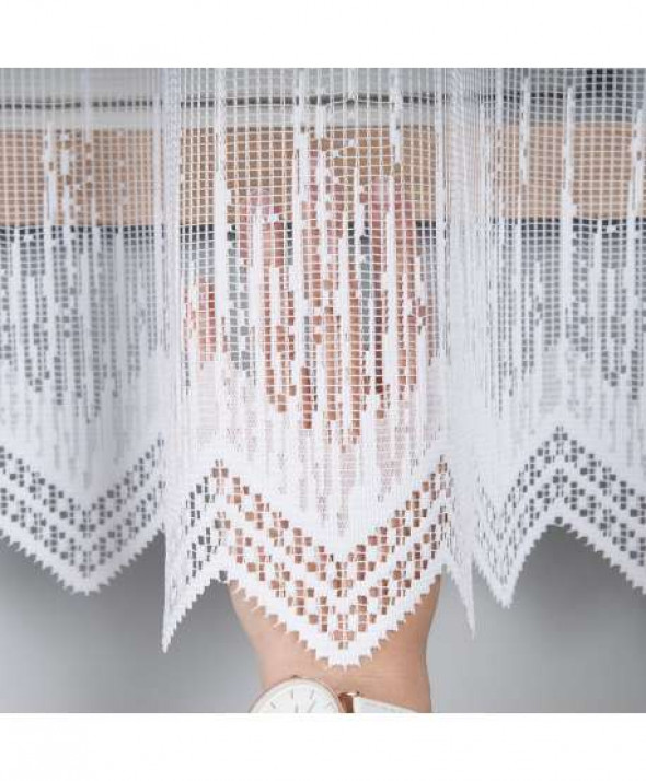 Firanka biała żakardowa po całości 000146 wys. 180 cm.