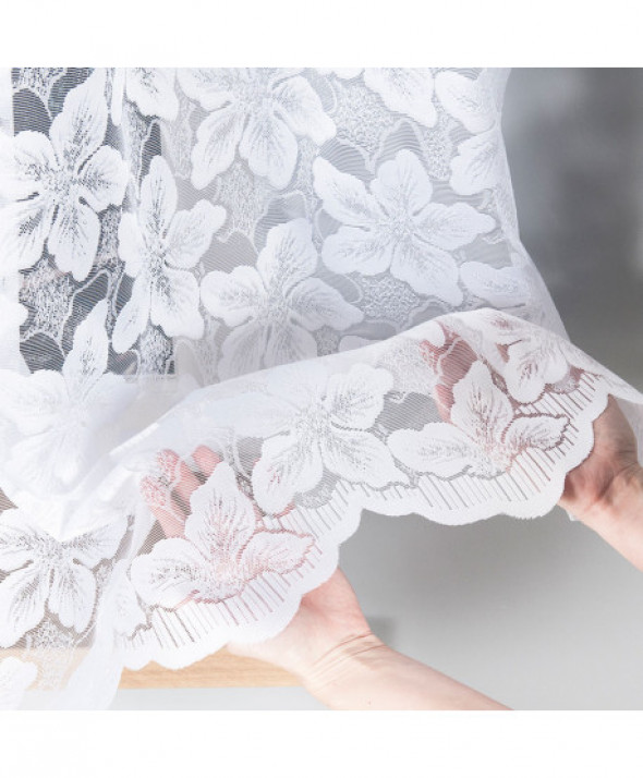 Firanka biała żakardowa po całości 049881 170 cm.