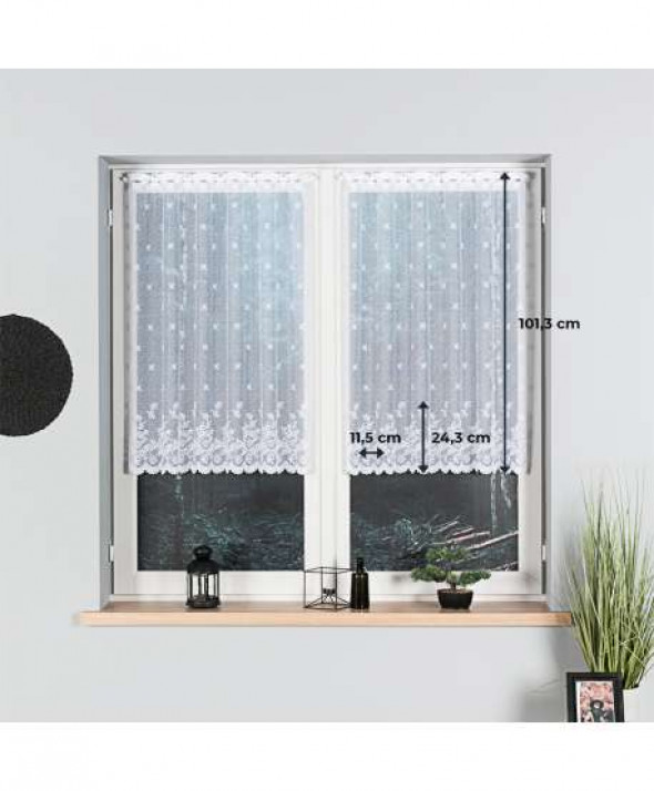 Firanka biała żakardowa po całości 054160 wys. 100 cm.