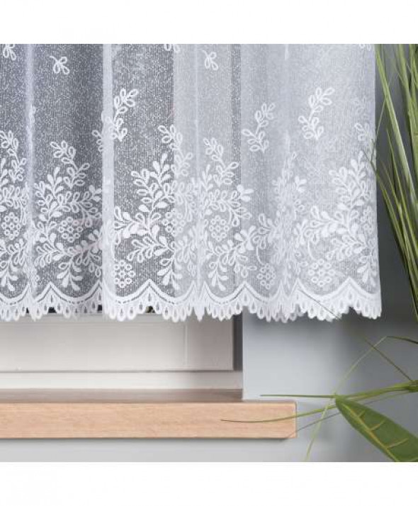 Firanka biała żakardowa po całości 054160 wys. 150 cm.