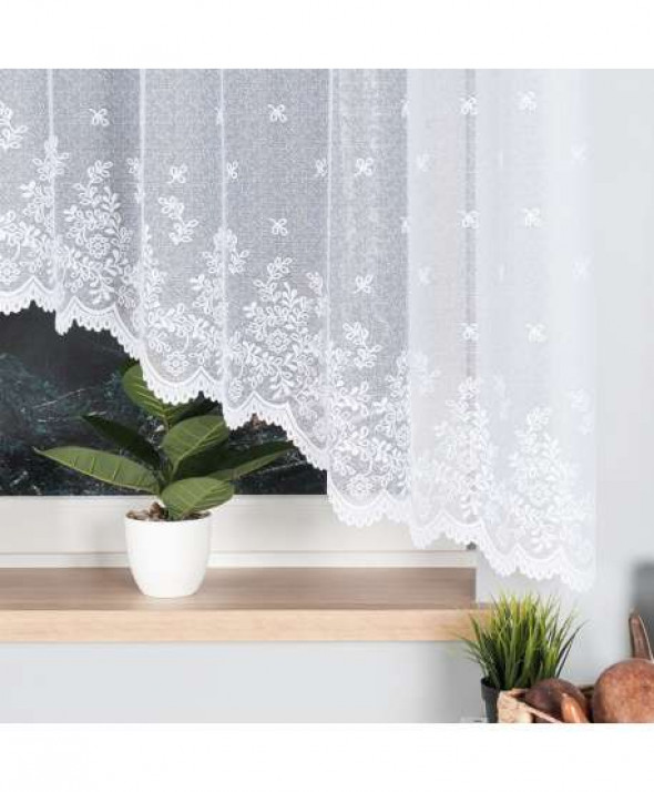 Firanka biała żakardowa po całości, Karolina 054160 150x300cm