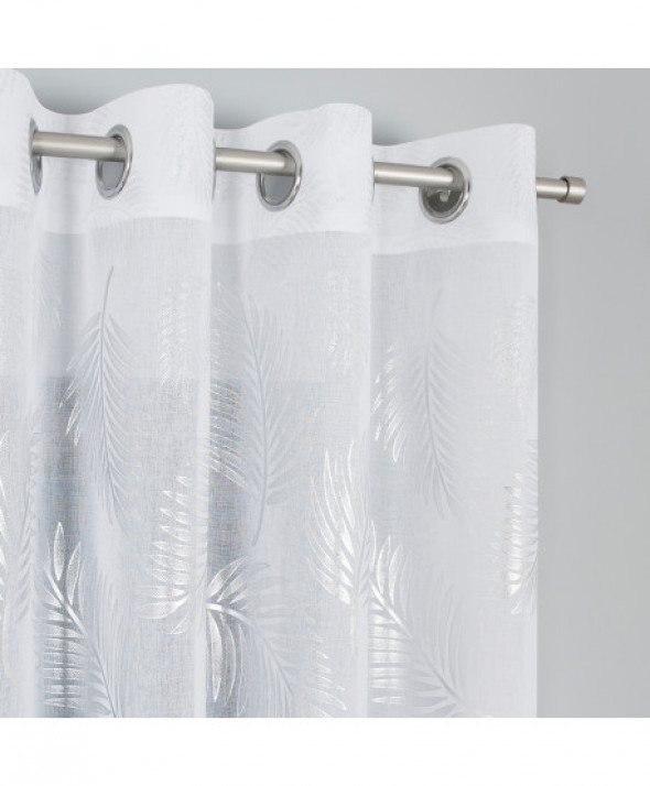 Firanka fantazyjna z ołowianką, wysokość 280cm, kolor 001 biały ze srebrnym nadrukiem 000261/OLO/001/000280/1