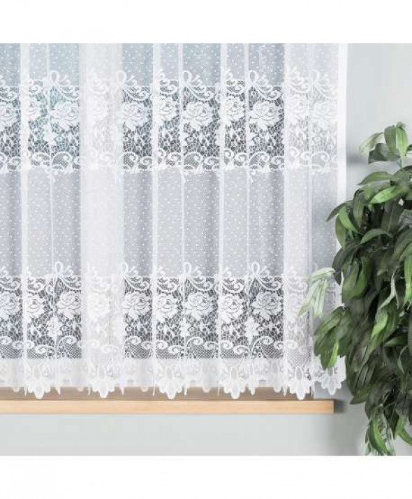 Firanka żakardowa odpasowana na prosto, 160x300 cm, kolor biały 017480 DEMETRIA