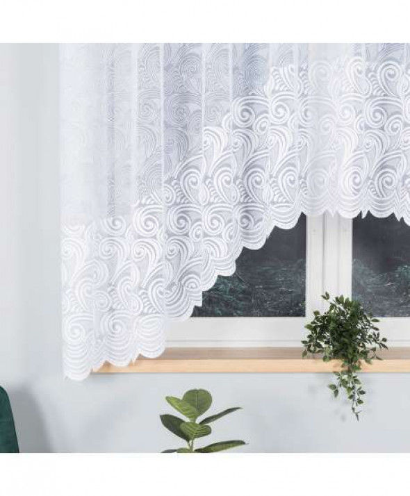 Firanka żakardowa odpasowana po całości, 160x300cm, kolor biały 023391